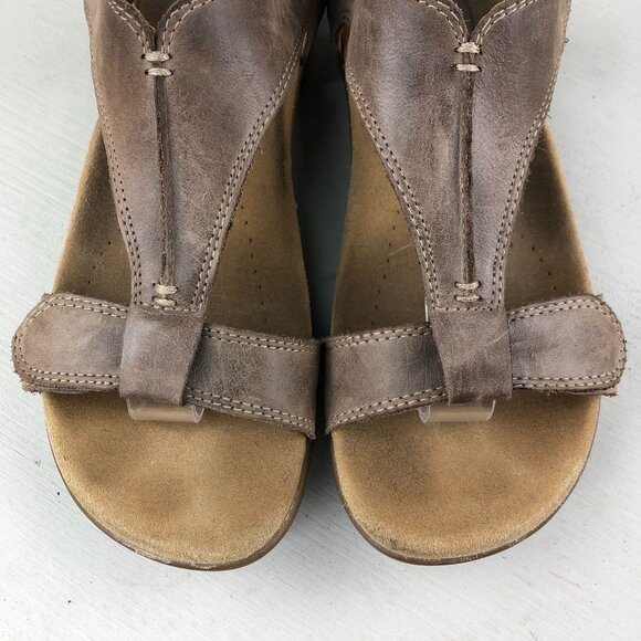 Taos Womens Size 7 Brown The Show Lightweight Leather Hook & Loop Casual Sandals - Picture 4 of 14